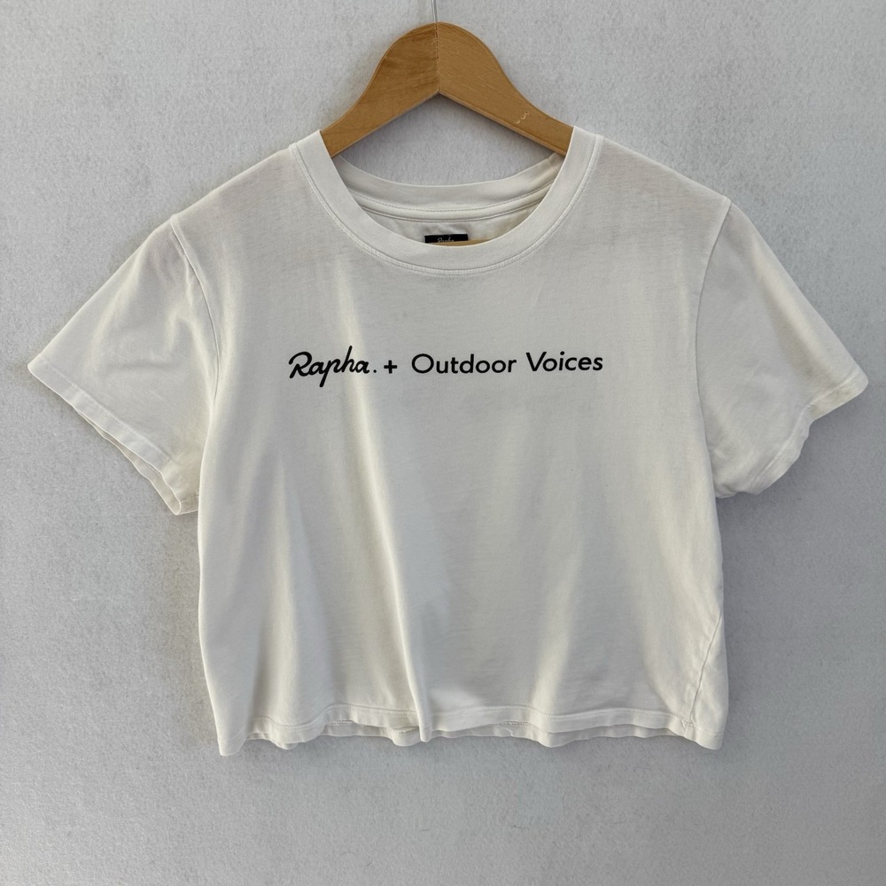 Rapha x Outdoor Voices Womens Cropped Boxy Tee Shirt Small White Cycling